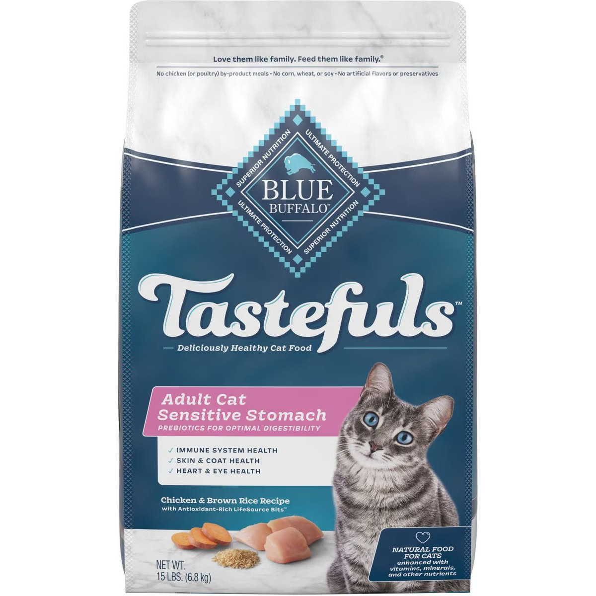 Blue Buffalo Tastefuls Sensitive Stomach Natural Chicken Adult Dry Cat Food 