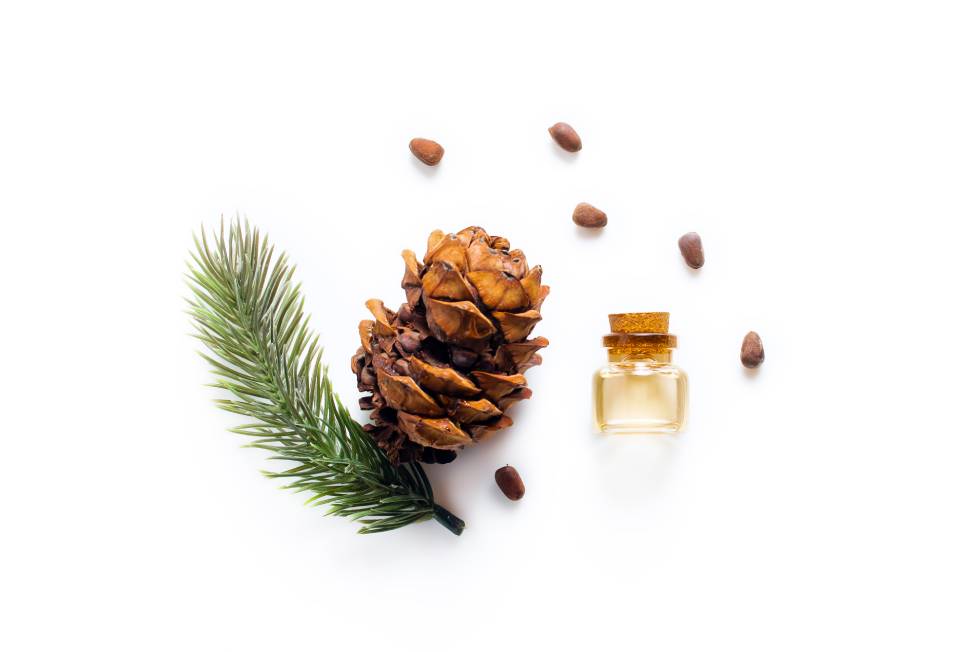 Cedarwood bottle with pine oil